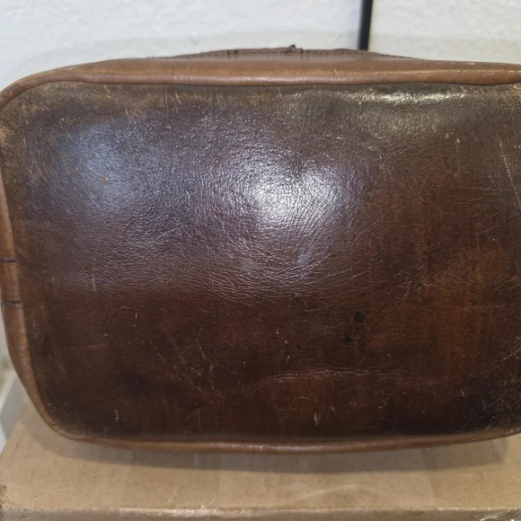 Vintage Brown Leather Cutout Shoulder Bag Vintage Mexican Artisan Leather Work - Picture 7 of 9